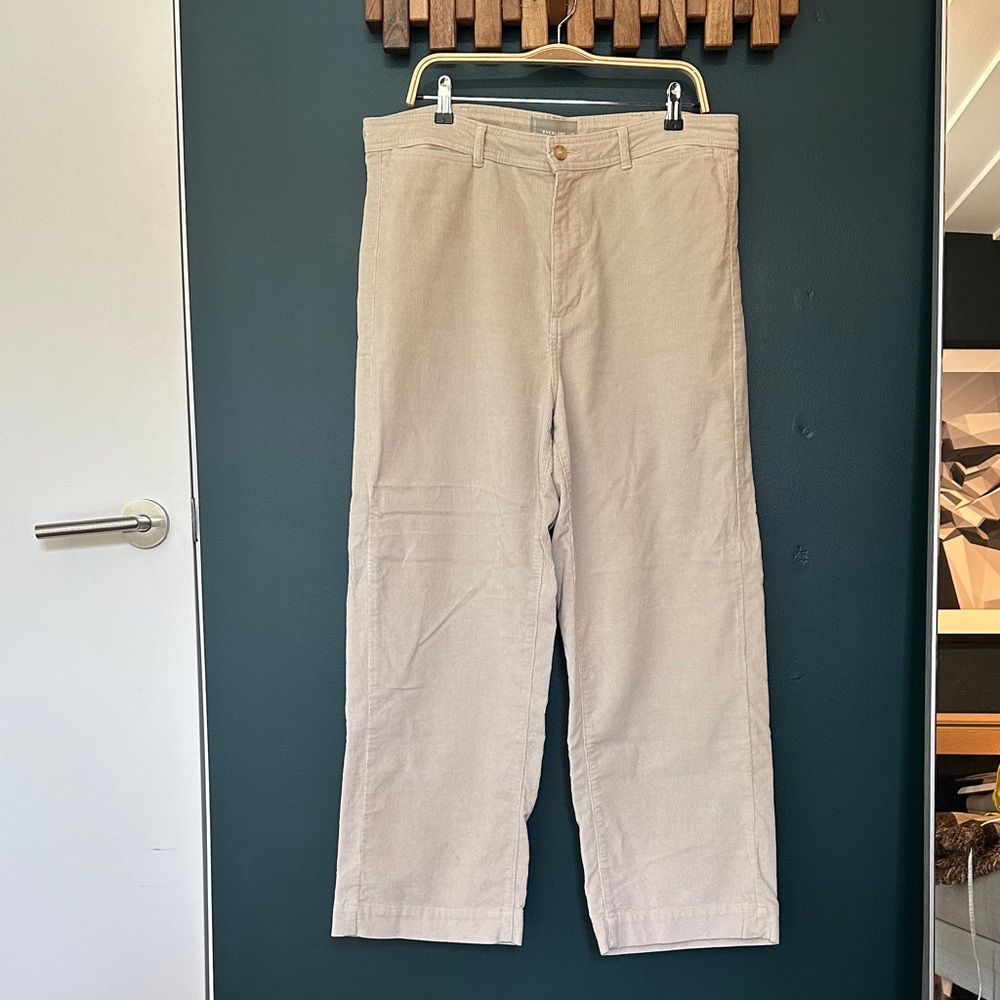 Everlane Khaki Wide Leg Corduroy Pants